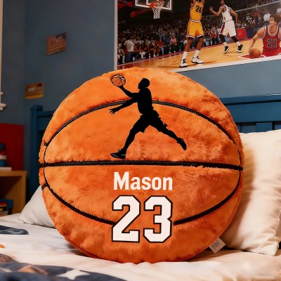 Personalized Basketball Pillow with Custom Name and Jersey Number for Kids and Sports Fans