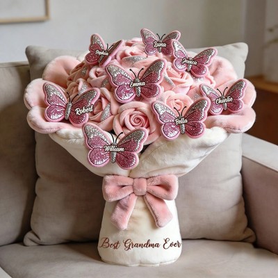 Perfect Gift For Mom Grandma Beautiful Bouquet - Personalized Mother Faux Fur Shaped Pillow