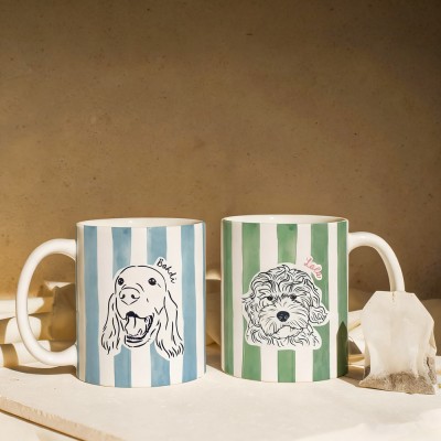 Custom Pet Mug Dog Cat Drawing Portrait For Pet Lover Gift