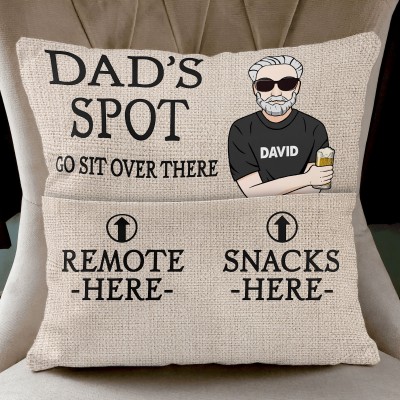 Personalized Grandpa Pocket Punch Needle Pillow Father's Day Gift