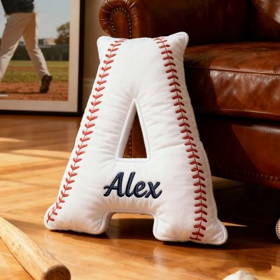 Personalized Baseball Letter Pillow With Name For Game Day Lovers Christmas Gift