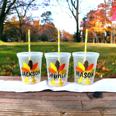 Personalized Thanksgiving Fall Kids Cup Party Favors