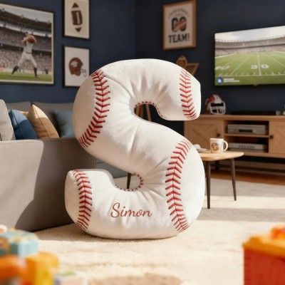 Personalized Baseball Letter Pillow With Name For Game Day Lovers Christmas Gift