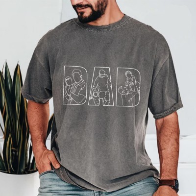 Custom Dad Shirt Outline Portrait From Photo For Father's Day Gift