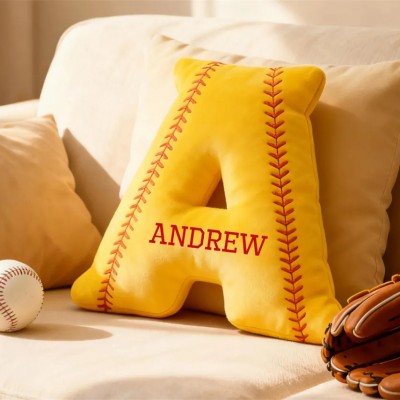 Personalized Baseball Letter Pillow With Name For Game Day Lovers Christmas Gift