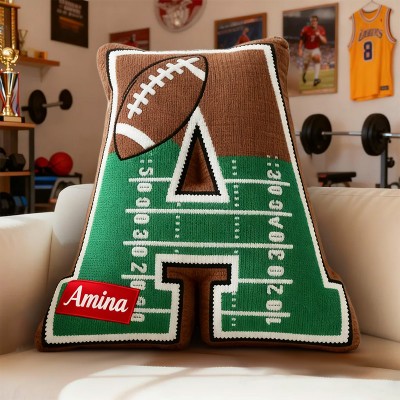 Personalized Football Letter Pillow With Name For Game Day Lovers Christmas Gift