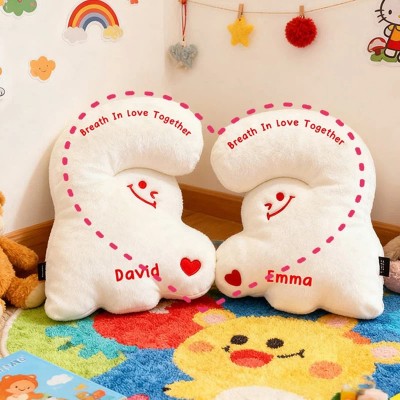 Personalized Couple Heart Hug Pillow Custom Name Cushion Valentine's Day Pillow