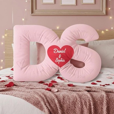 Personalized Couple Custom Initial Heart Throw Pillow Custom Names Couple Home Pillow Romantic