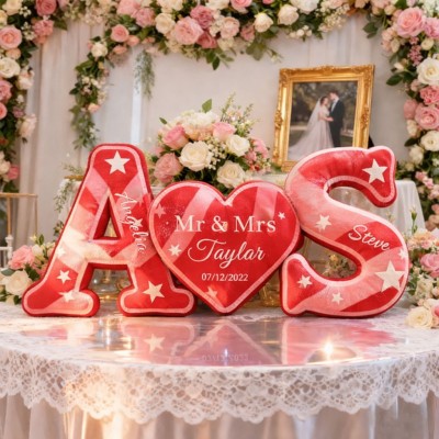 Personalized Couple Star Pattern Design Pillow Sets with Anniversary Date for Valentine's Day Gifts