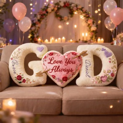 Personalized Couple's Letter Heart Pattern Printing Pillow Sets for Valentine's Day Gifts