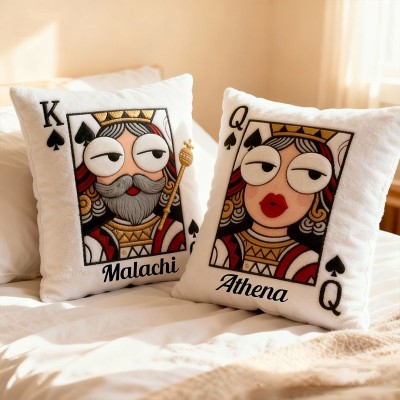 Personalized Couple Poker King and Queen Graphic 3D Print Pillow for Her Him Boyfriend Girlfriend