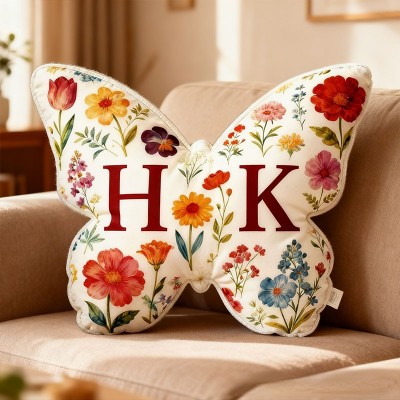 Personalized Couple Butterfly Floral Pillow Valentine's Day Pillow for Husband Wife Christmas Gift for Boyfriend Girlfriend