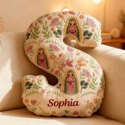 Personalized Our Lady of Guadalupe Letter Pillow with Custom Name Graphic 3D Print Pillow Religious Gift