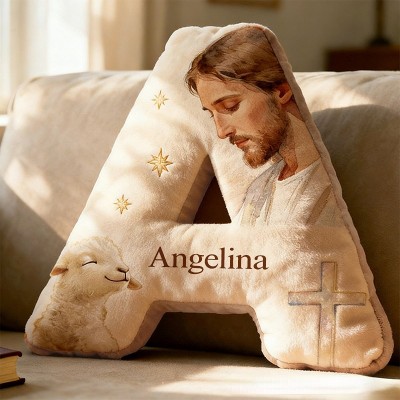 Personalized Jesus Lamb Letter Pillow with Custom Name 3D Print Pillow