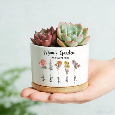 Grandma's Garden Gift Personalized Birth Flower Pot For Grandma Mom Nanny Nana's Garden Planter Mother's Day Gift