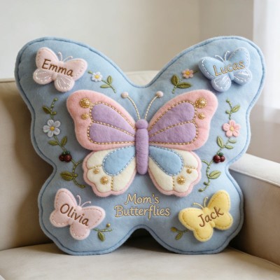 Custom Mother's Day Pillow  Butterfly Mom Personalized Gifts For Mother