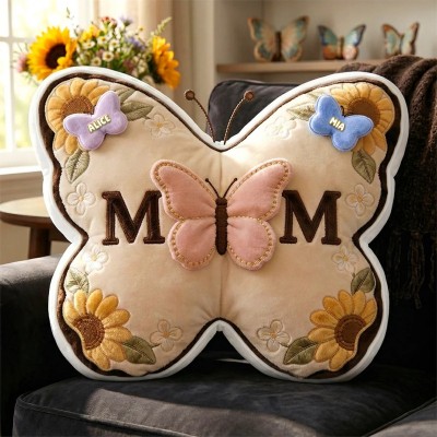 Custom Mother's Day Pillow  Butterfly Mom Personalized Gifts For Mother