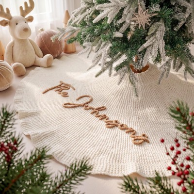 Personalized Family Christmas Tree Skirt Custom Holiday Decor Christmas Home Decoration Housewarming Gift