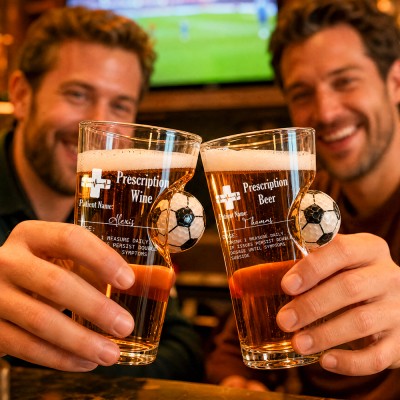 Personalized Funny Prescription Soccer Glass with Custom Name Gift for World Cup Soccer Fans
