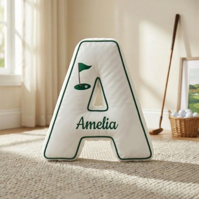 Personalized Golf Letter Pillow With Name for World Cup Fans Game Day Gift