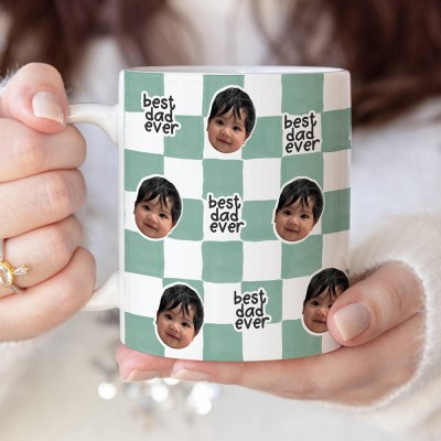 Best Dad Ever Custom Baby Photo Retro Mug Perfect Father's Day Gift