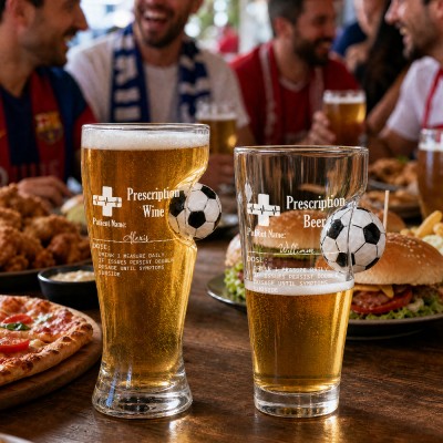 Personalized Funny Prescription Soccer Glass with Custom Name Gift for World Cup Soccer Fans