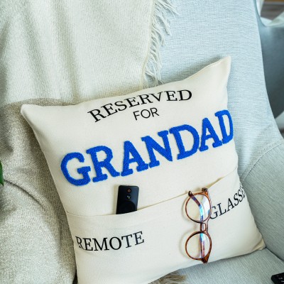 Personalized Grandpa Pocket Punch Needle Pillow Father's Day Gift