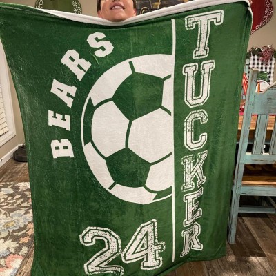 Personalized Sports Blanket Custom Name and Number Team Gift