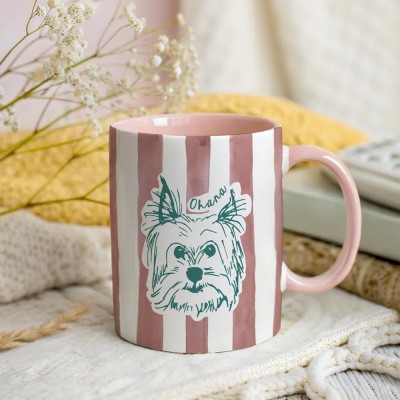 Custom Pet Mug Dog Cat Drawing Portrait For Pet Lover Gift
