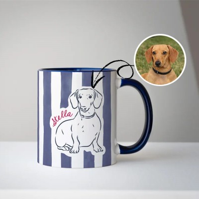 Custom Pet Mug Dog Cat Drawing Portrait For Pet Lover Gift