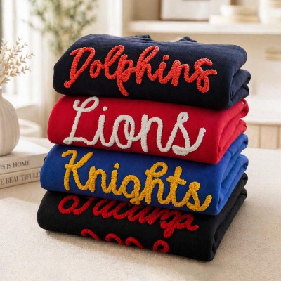 Custom Chenille Embroidered Team Spirit Shirt Sweatshirt For Game Day Gift