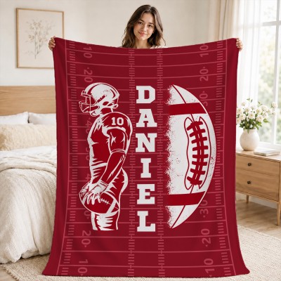 Personalized Football Blanket Custom Name and Number Team Gift