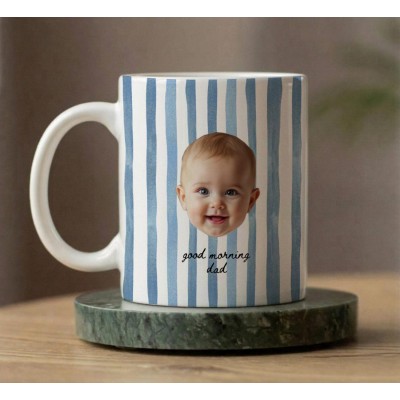 Best Dad Ever Custom Baby Photo Retro Mug Perfect Father's Day Gift