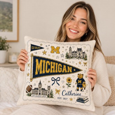 Personalized University Campus Pillow Custom College School Mascot Pillow Game Day Gift Ideas