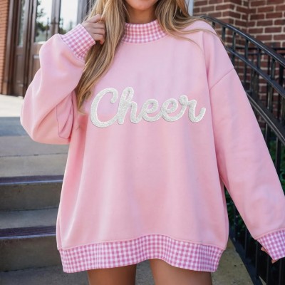 Custom Chenille Embroidered Team Spirit Shirt Sweatshirt For Game Day Gift