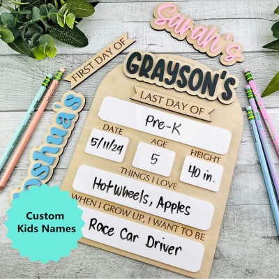 Custom First Day Of School Sign Last Day of School Sign Reusable Back to School Photo Prop