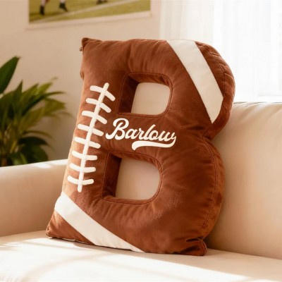 Personalized Football Letter Pillow With Name For Game Day Lovers Christmas Gift
