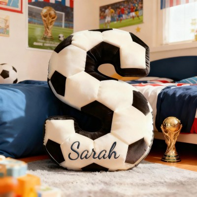 Personalized Soccer Letter Pillow With Name For Game Day Lovers Christmas Gift