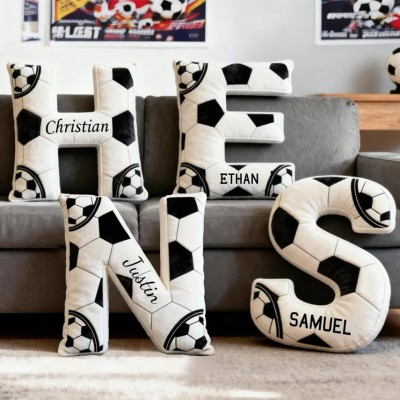 Personalized Soccer Letter Pillow With Name For Game Day Lovers Christmas Gift