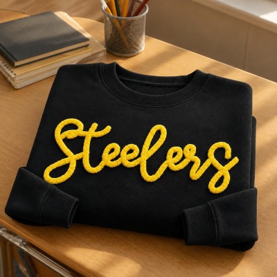 Custom Chenille Embroidered Team Spirit Shirt Sweatshirt For Game Day Gift