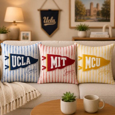 Personalized University Campus Pillow Custom College School Mascot Pillow Game Day Gift Ideas