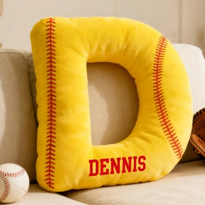 Personalized Baseball Letter Pillow With Name For Game Day Lovers Christmas Gift