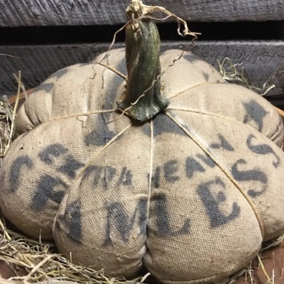 Primitive Farmhouse Fall Feedsac Pumpkin