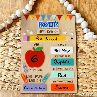 Personalized Interchangeable Back to School Sign First Day of School Photo Prop