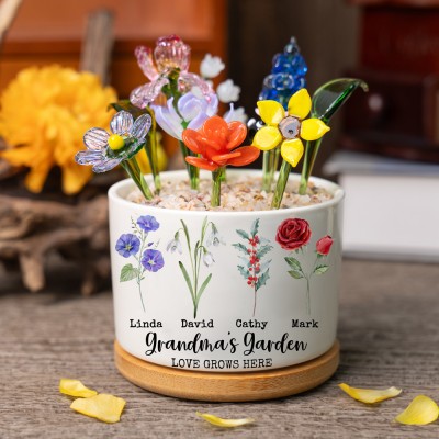 Custom Birth Month Flower Grandma Garden Pot For Mom Grandma Mother's Day Gift