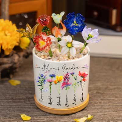 Custom Birth Month Flower Mom's Garden Pot For Mom Grandma Mother's Day Gift