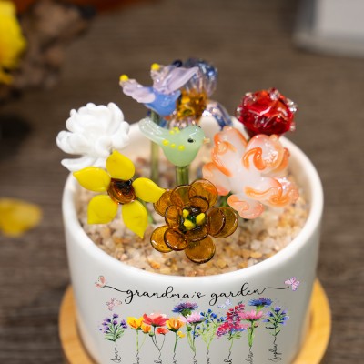 Custom Birth Month Flower Grandma Garden Pot For Mom Grandma Mother's Day Gift