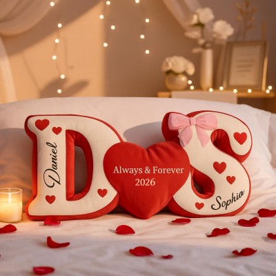 Personalized Couple Custom Initial Heart Throw Pillow Custom Names Couple Home Pillow