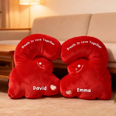 Personalized Couple Heart Hug Pillow Custom Name Cushion Valentine's Day Pillow