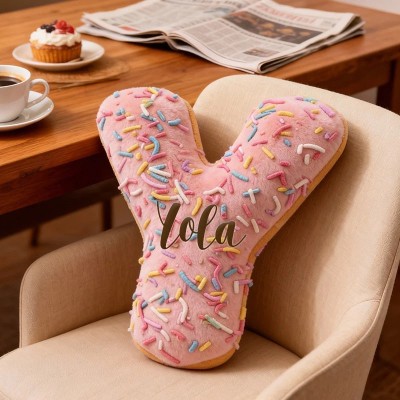 Personalized Pink Sprinkle Initial Pillow Graphic 3D Print Pillow with Name for Baking Lovers